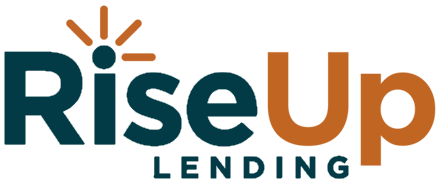 a black and white logo for Riseup lending | Riseup lending